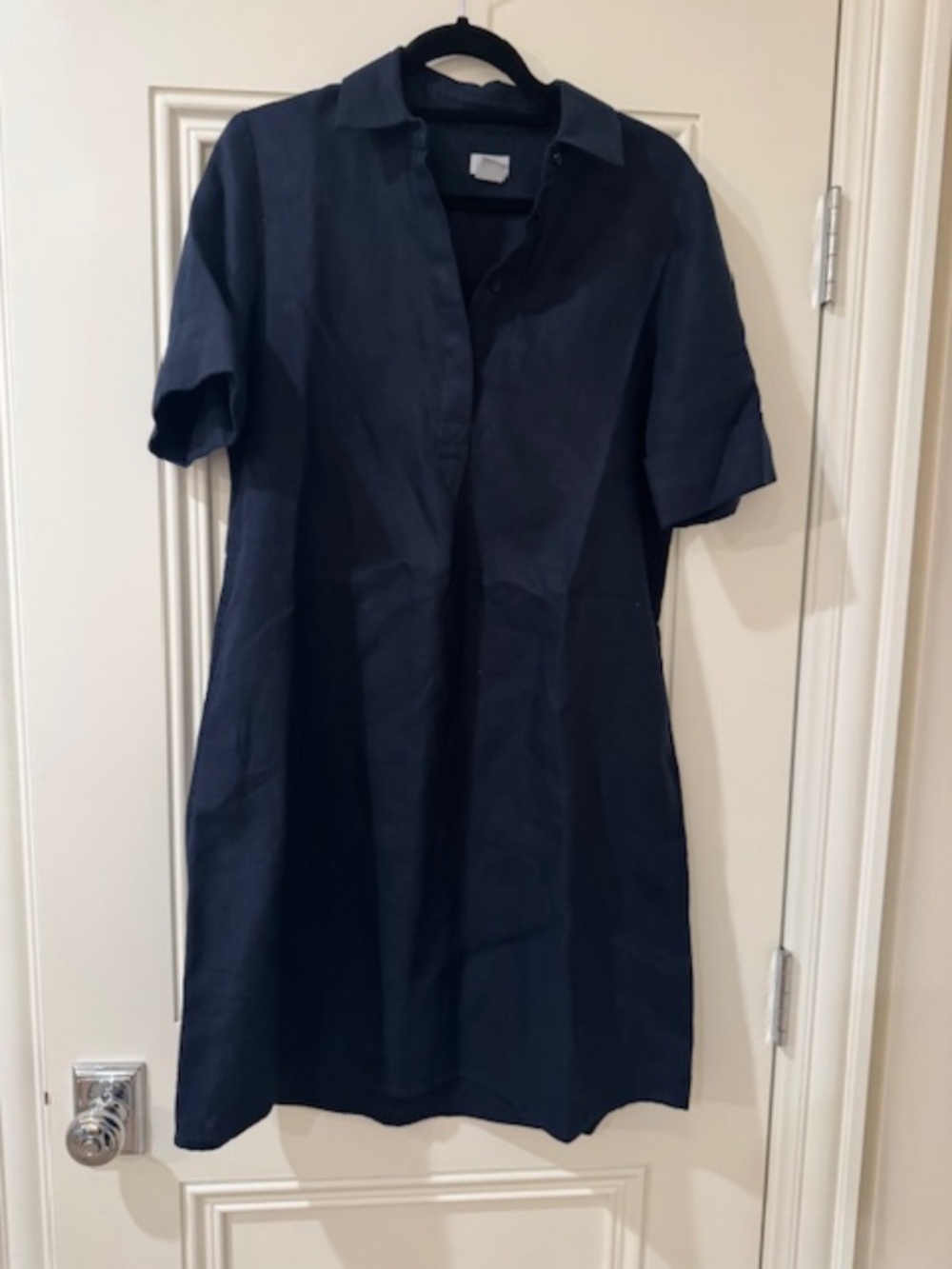 Worn 2x & dry-cleaned!  EUC Chico's Navy Linen $159 Shirtdress, Chico's-Size 0